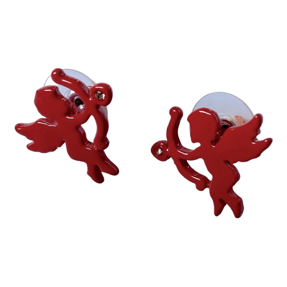 Betsey Johnson Cupid Bow And Arrow Red Enamel Valentines Day Earrings - Picture 4 of 6